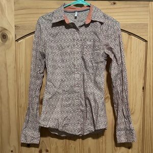 Cinch Women's Patterned Button Down Shirt - Red and White